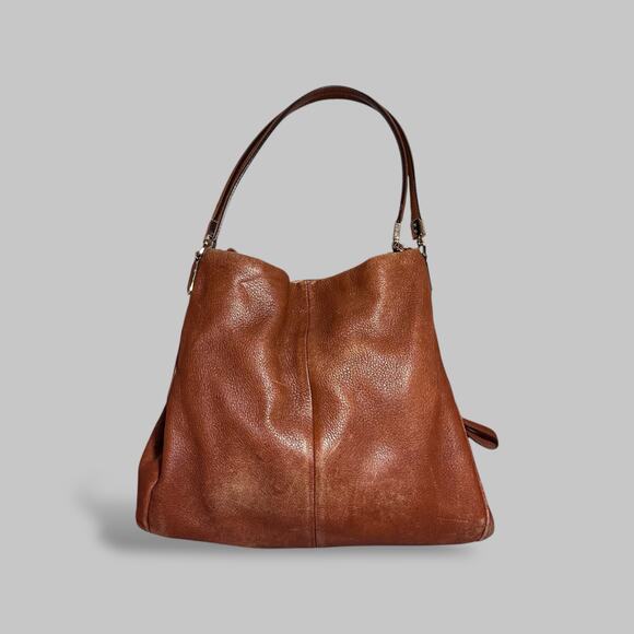 Vintage Coach Large Brown Pebbled Leather Shoulder Hobo Bag – Slouchy Tote Style - Picture 1 of 9
